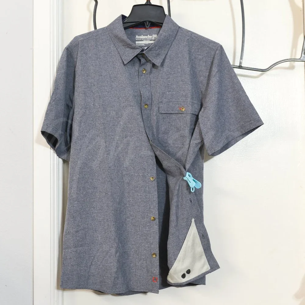 NWT Avalanche Men's Short Sleeve Woven Shirts  BLUE - Picture 4 of 7